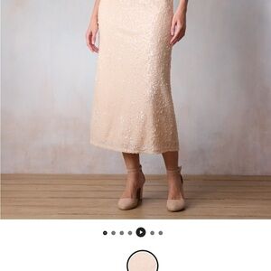 Elegant Cream Sequin Skirt